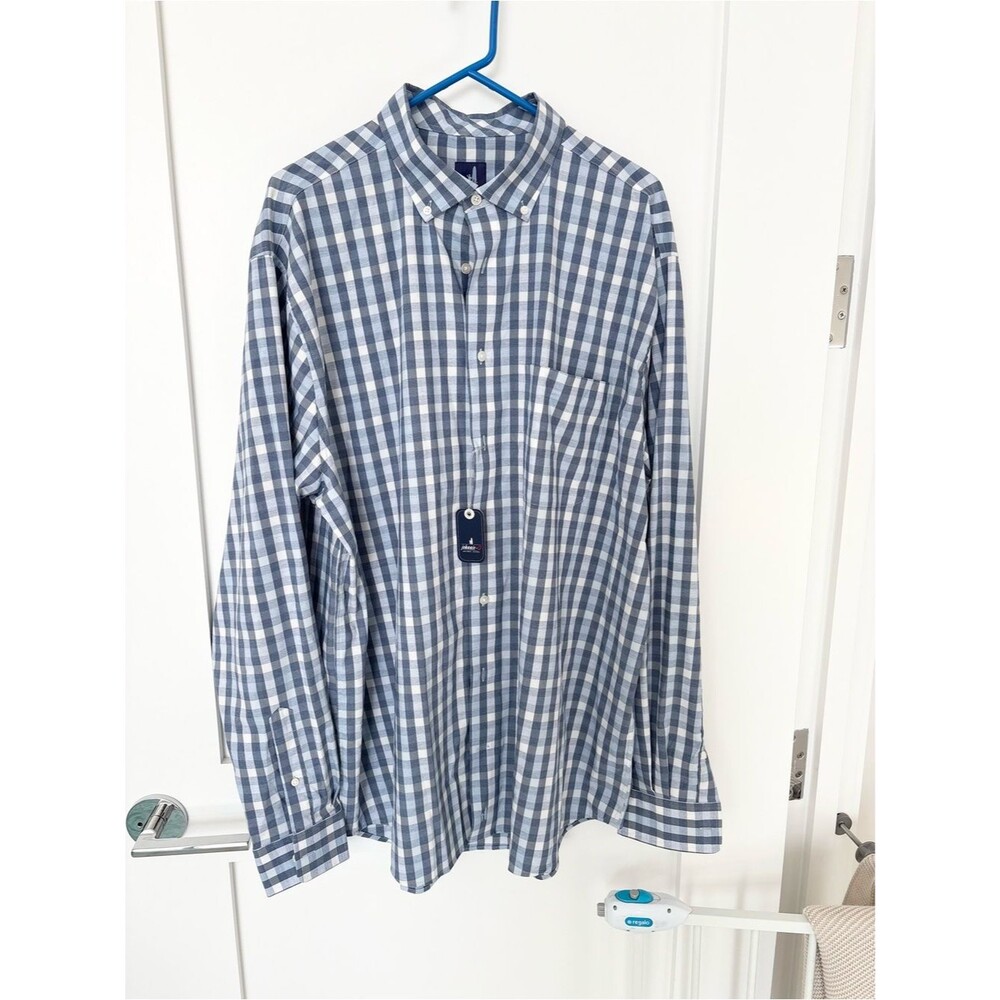 NWT Johnnie-O Prep-Formance Tall Blue Plaid Button Down Shirt Oceanside- XLT